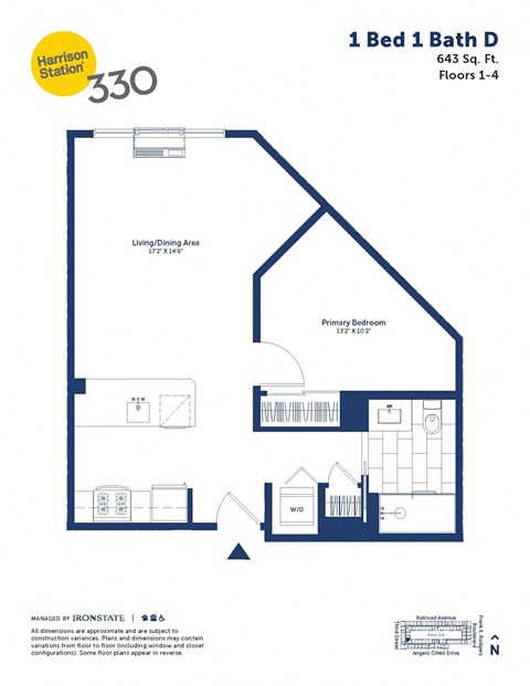 a floor plan of a unit with a bedroom and a bathroom
